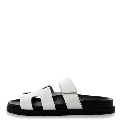 Hermes Calfskin Womens Chypre Sandals 37.5 White 1 of 9