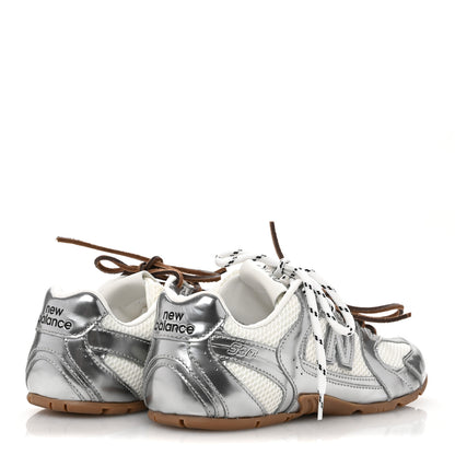 Miu Miu X NEW BALANCE Metallic Calfskin Mesh 530 SL Sneakers 37.5 Argento 5 of 11