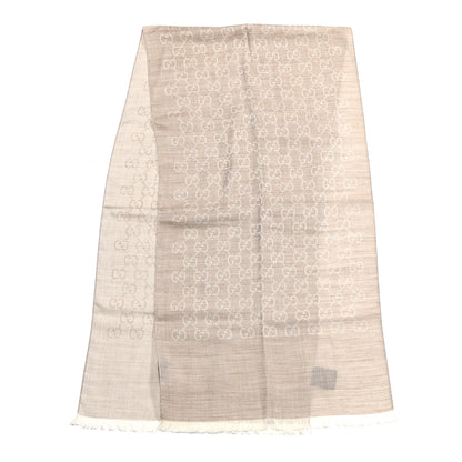 Gucci Wool Silk GG Monogram GGNat Scarf Sand 2 of 4