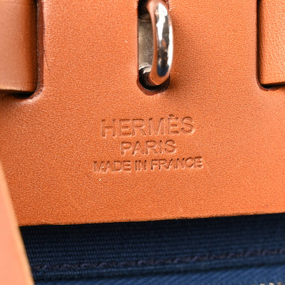 Hermes Vache Hunter Toile Herbag Zip 31 PM Bleu De Malte Natural 7 of 12