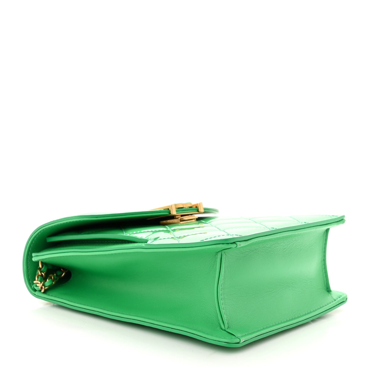 Patent Calfskin Small Flap Bag Green