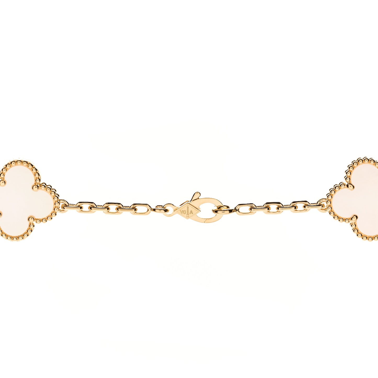 18K Yellow Gold Mother of Pearl 20 Motifs Vintage Alhambra Necklace