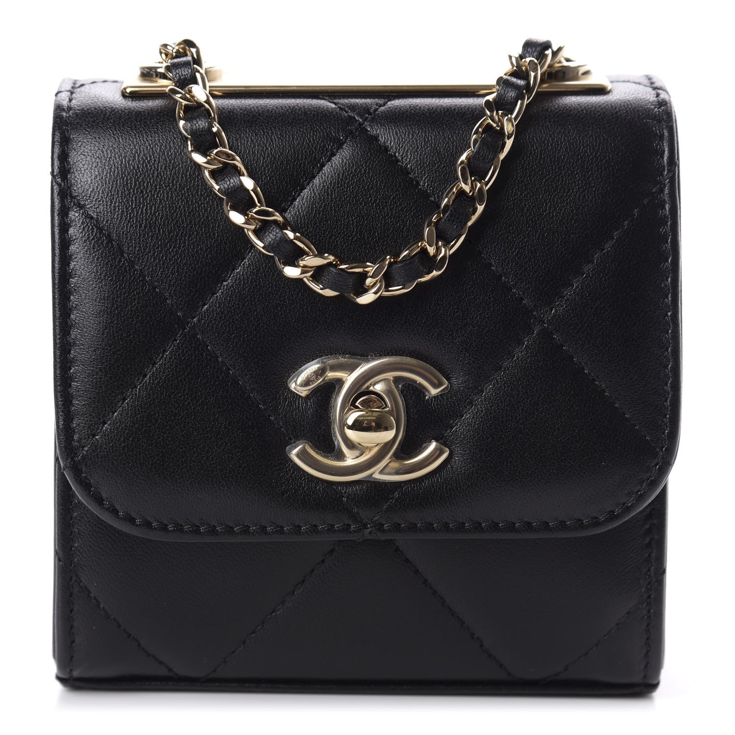Chanel Lambskin Quilted Mini Trendy CC Chain Wallet Black 1 of 11
