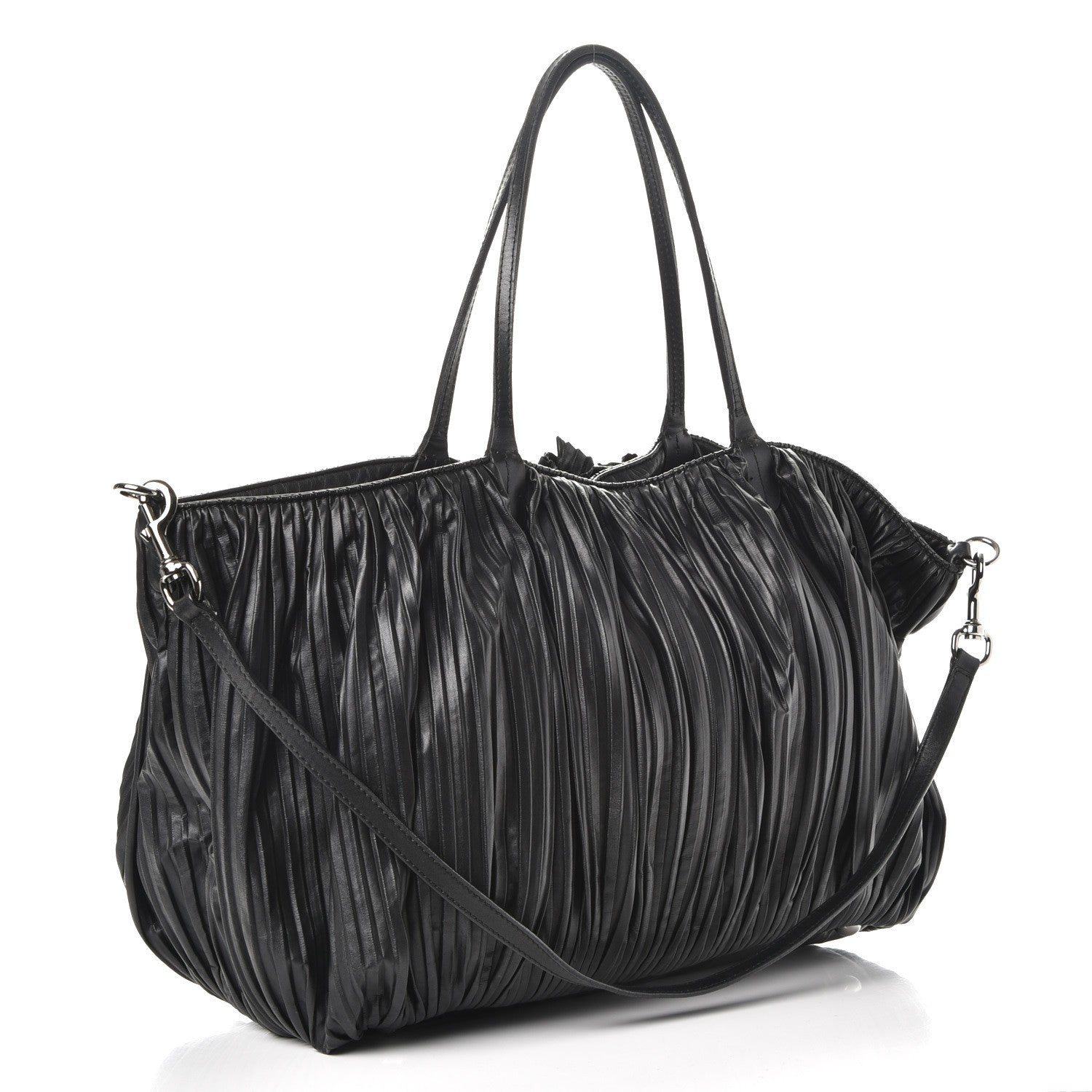 Valentino Garavani Nappa Pleated Petale Tote Black 4 of 8