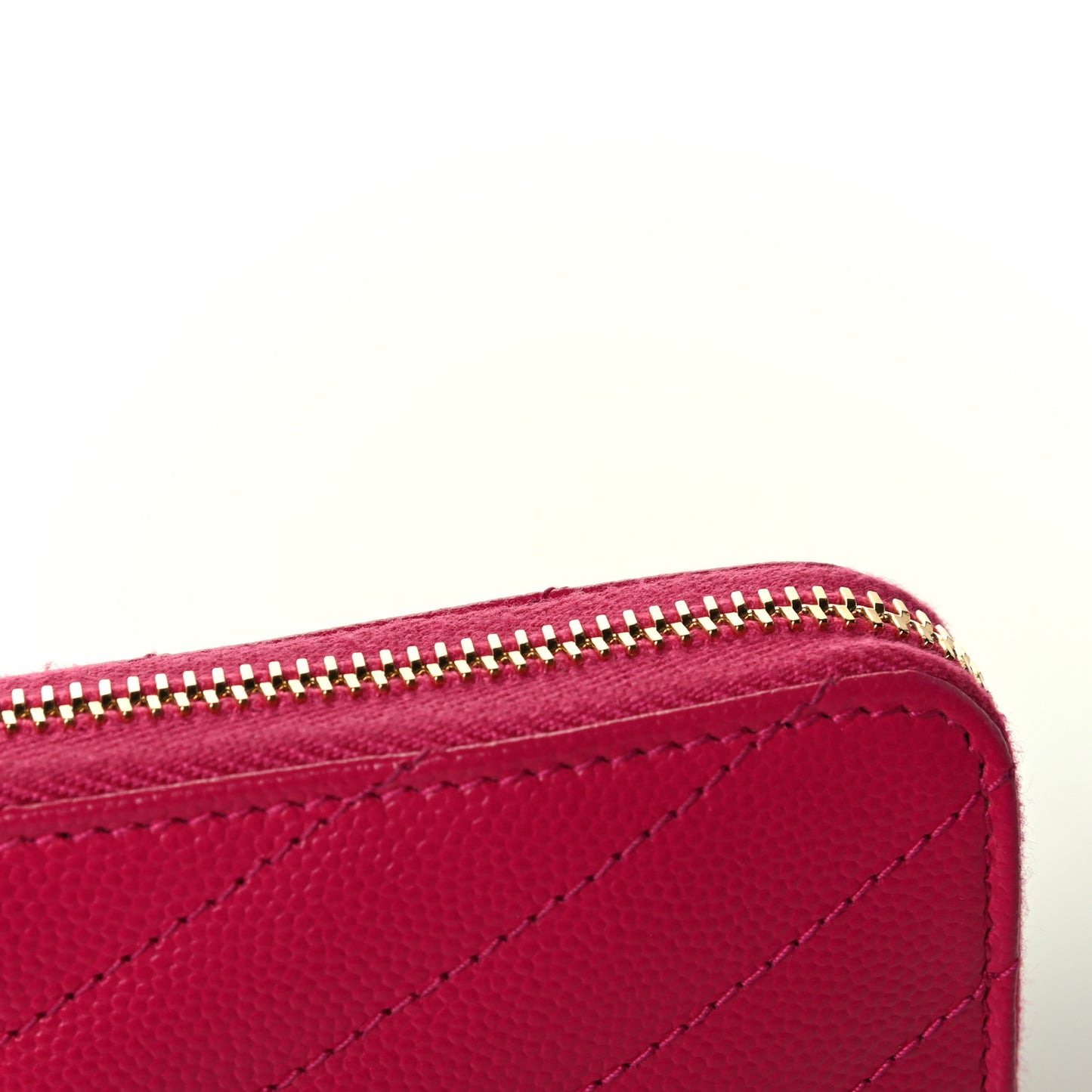 Grain De Poudre Matelasse Chevron Monogram Zip Around Wallet Fuchsia