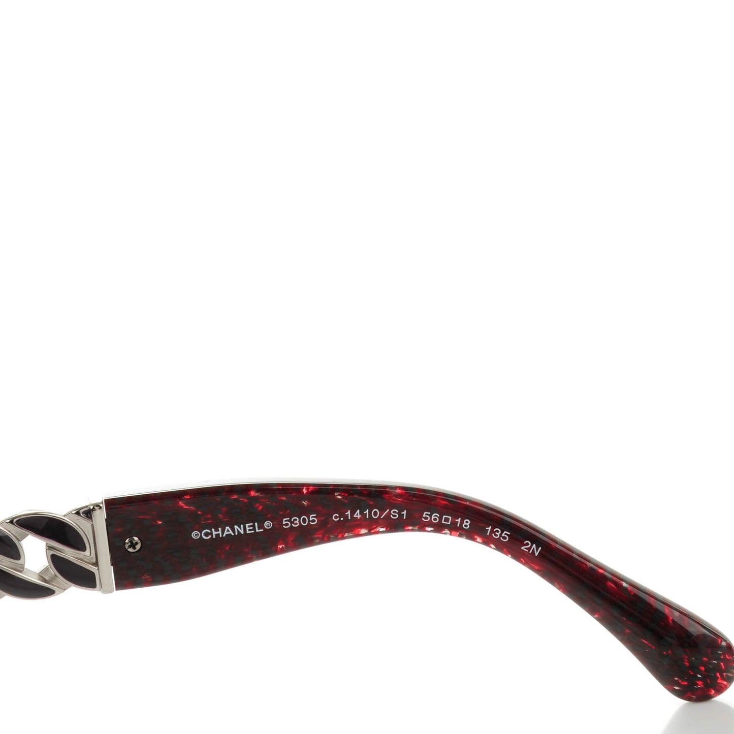Acetate Metal Chain Square Sunglasses 5305 Red