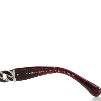 Chanel Acetate Metal Chain Square Sunglasses 5305 Red 5 of 6