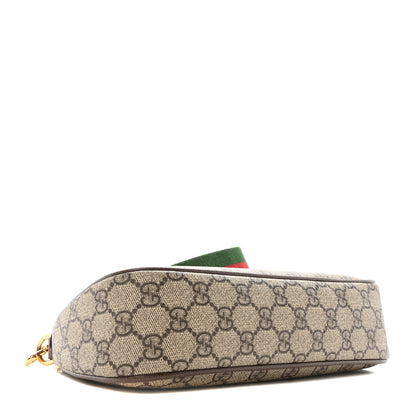 Gucci GG Supreme Monogram Textured Dollar Calfskin Web Small Ophidia GG Handbag Beige Ebony New Acero 4 of 10