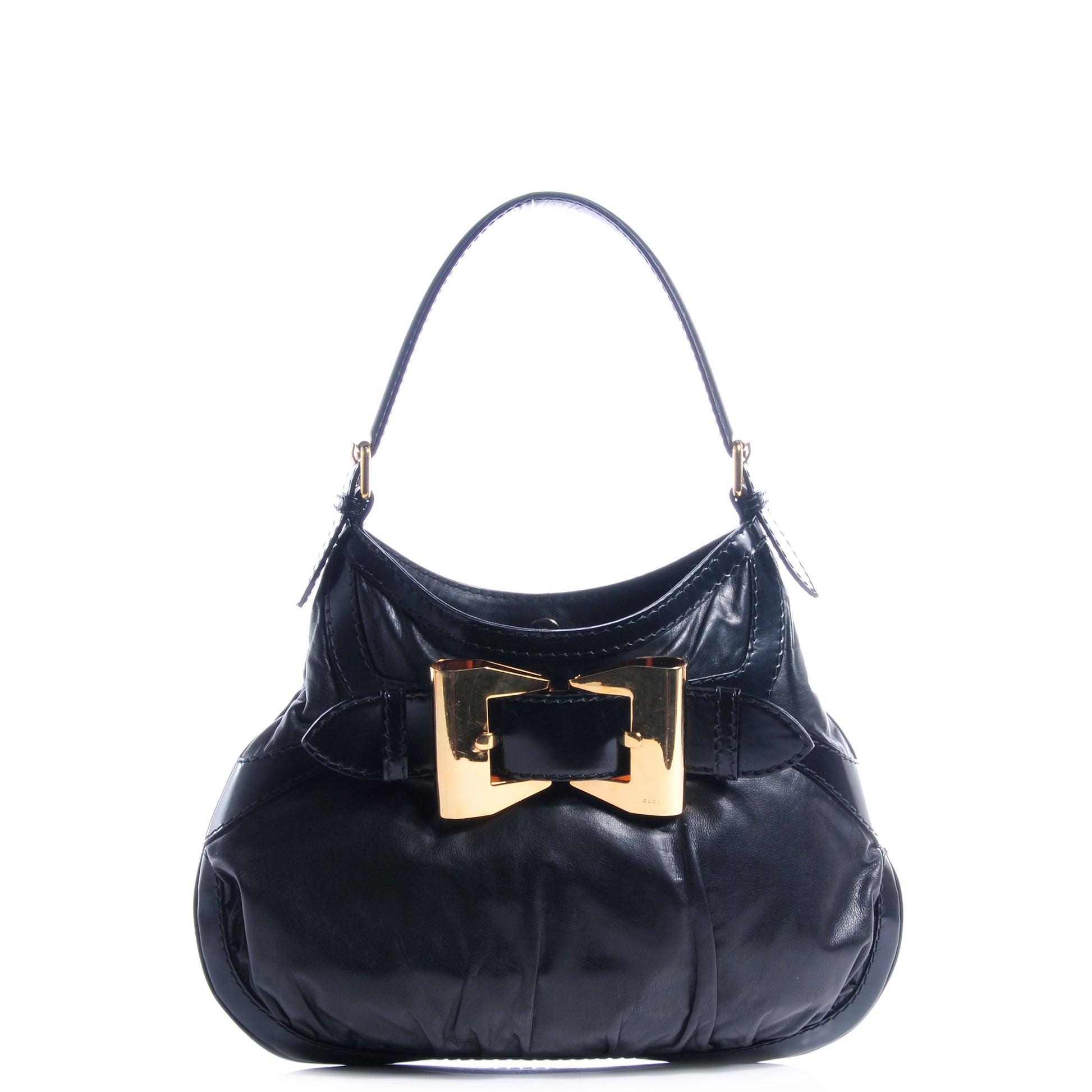 Gucci Leather Queen Bow Hobo Black 1 of 7