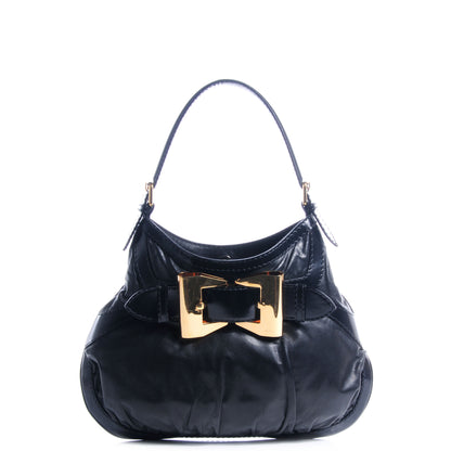 Gucci Leather Queen Bow Hobo Black 1 of 7