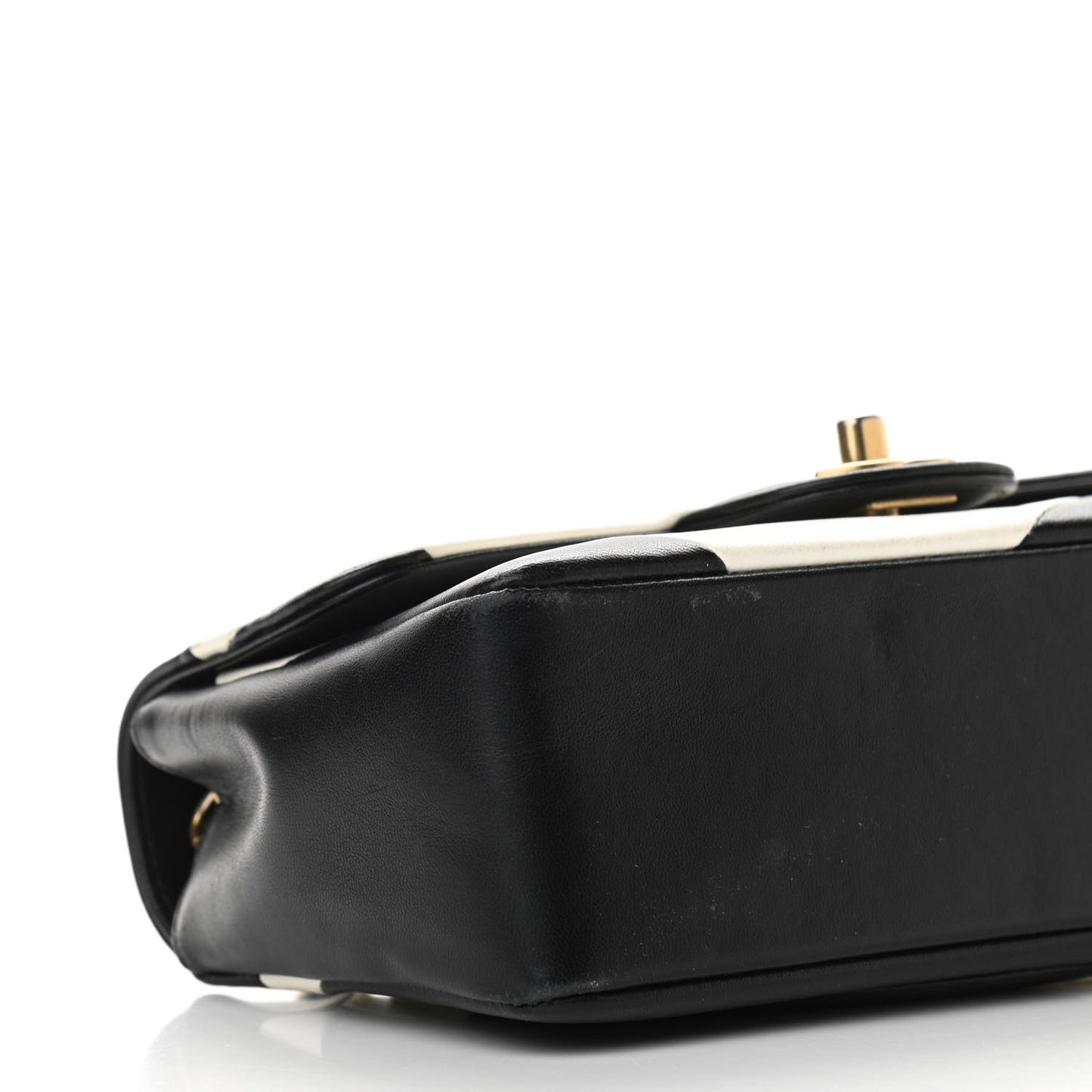Lambskin Geometric Patchwork Mini Flap Black White