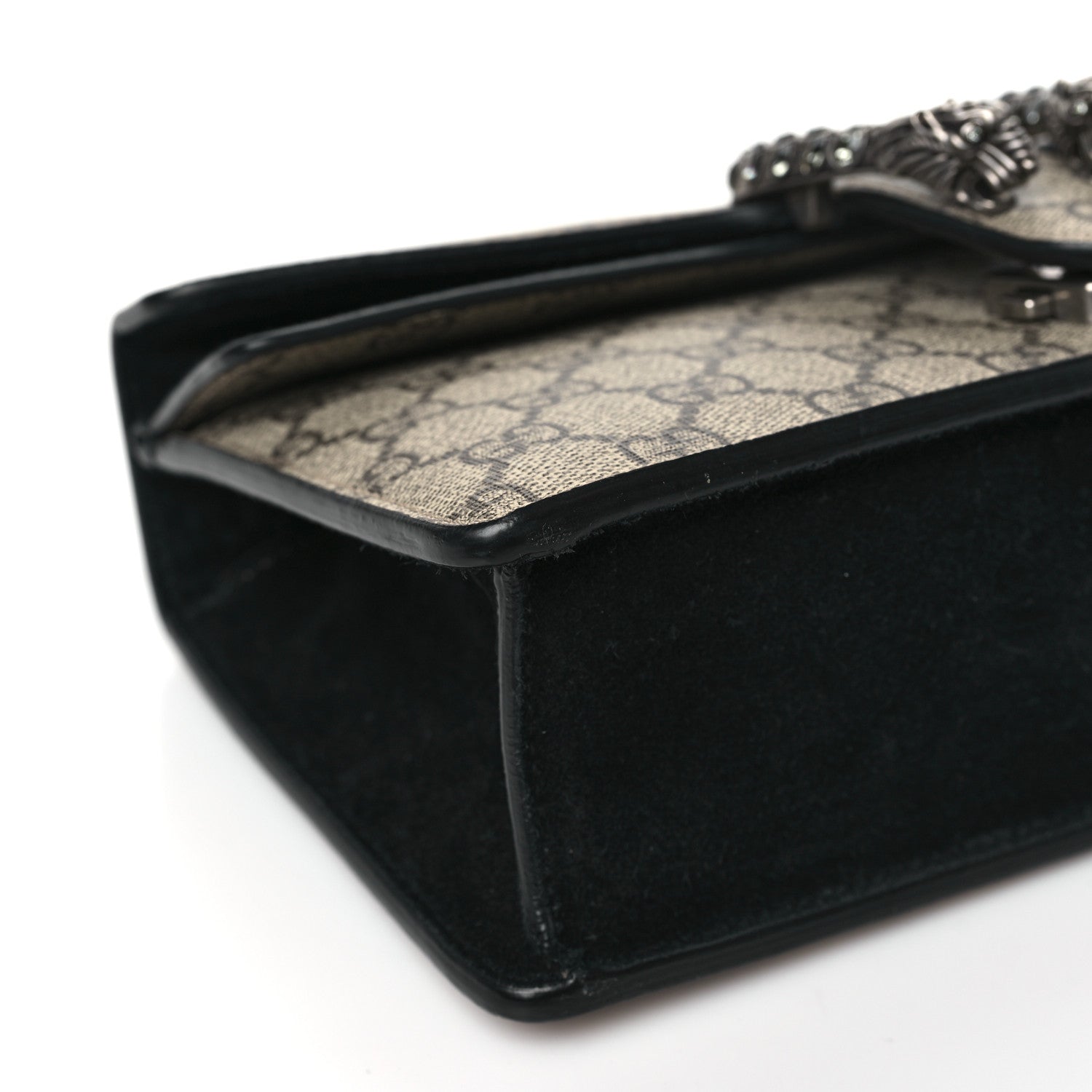 Gucci GG Supreme Monogram Suede Crystal Small Dionysus Shoulder Bag Beige Ebony Black 8 of 10