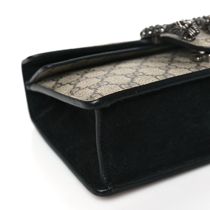 Gucci GG Supreme Monogram Suede Crystal Small Dionysus Shoulder Bag Beige Ebony Black 8 of 10