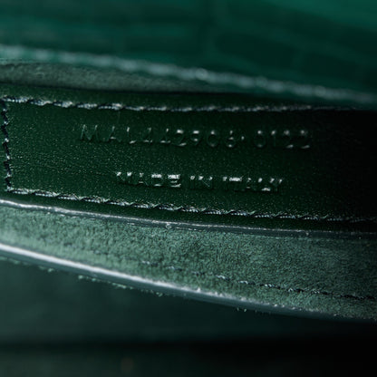Saint Laurent Calfskin Crocodile Embossed Medium Monogram Sunset Dark Green 7 of 12