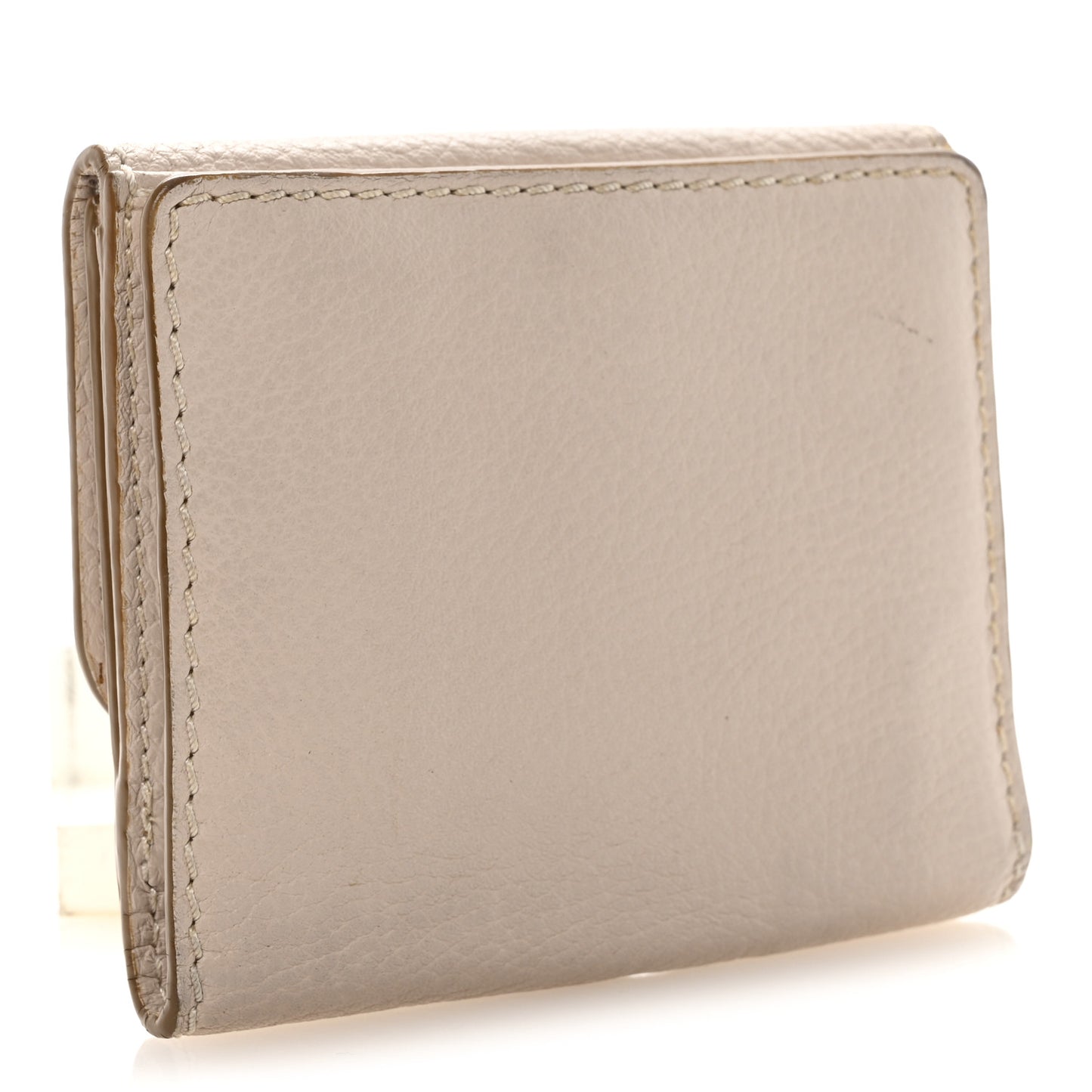 Grained Calfskin Marcie Square Wallet Abstract White
