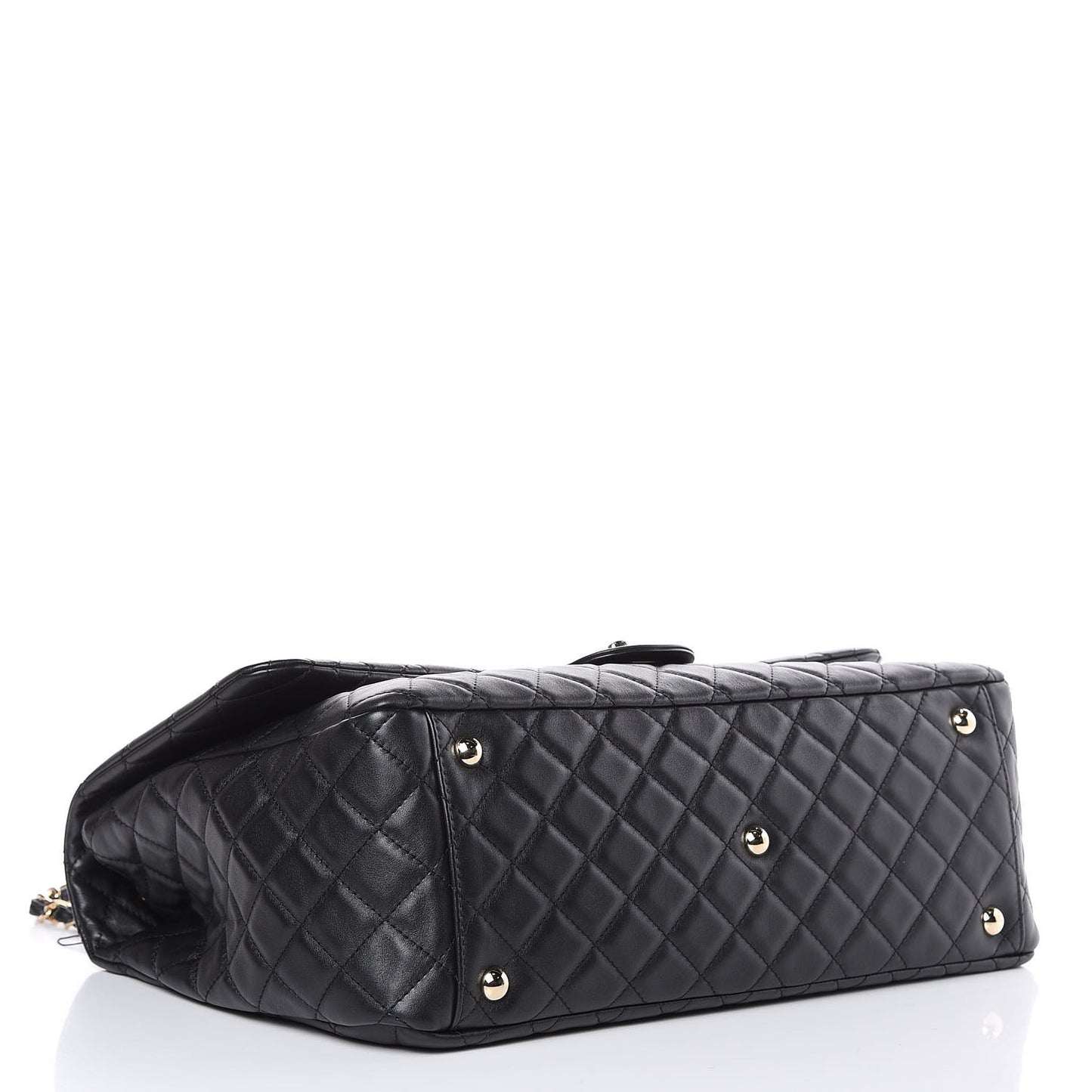 Calfskin Quilted XXL Travel Flap Bag Black