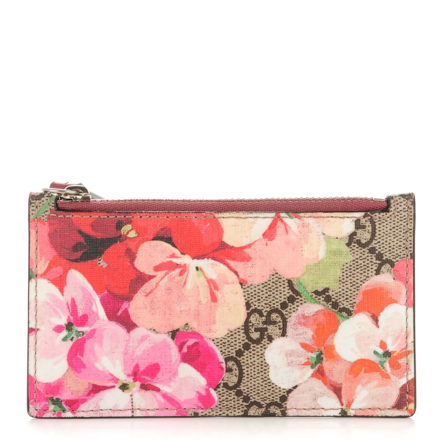 Gucci GG Supreme Monogram Blooms Coin Case Card Holder Beige Multicolor Dry Rose 1 of 7
