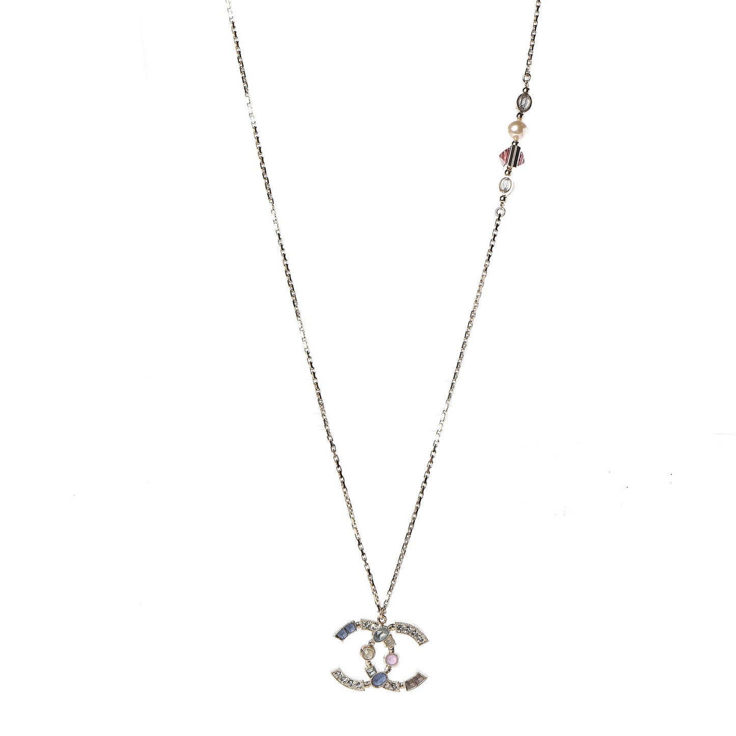 Crystal CC Pendant Necklace Gold Multicolor