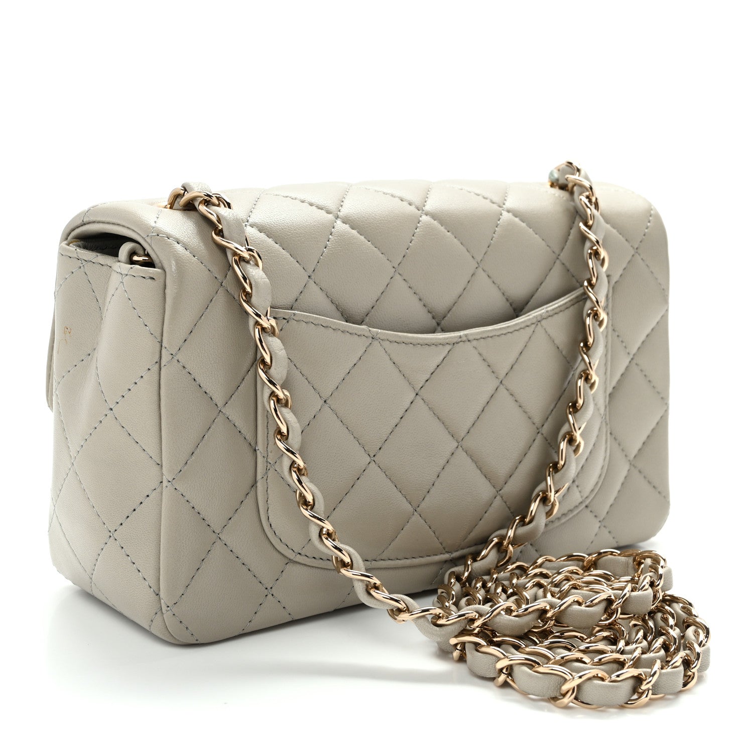 Chanel Lambskin Quilted Mini Rectangular Flap Grey 3 of 11