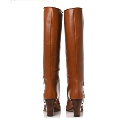 Gucci X ADIDAS Calfskin Elizabeth Knee Boots 40 Royal Cognac Great White 6 of 12
