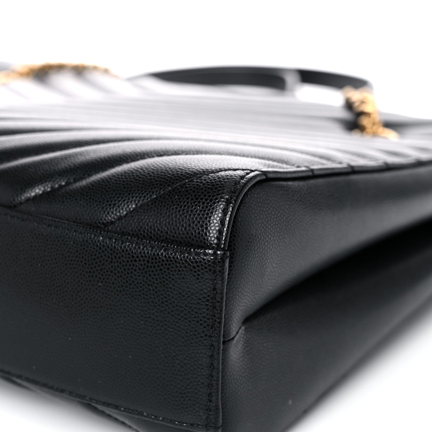 Grain De Poudre Matelasse Chevron Medium Tribeca Shopping Bag Black