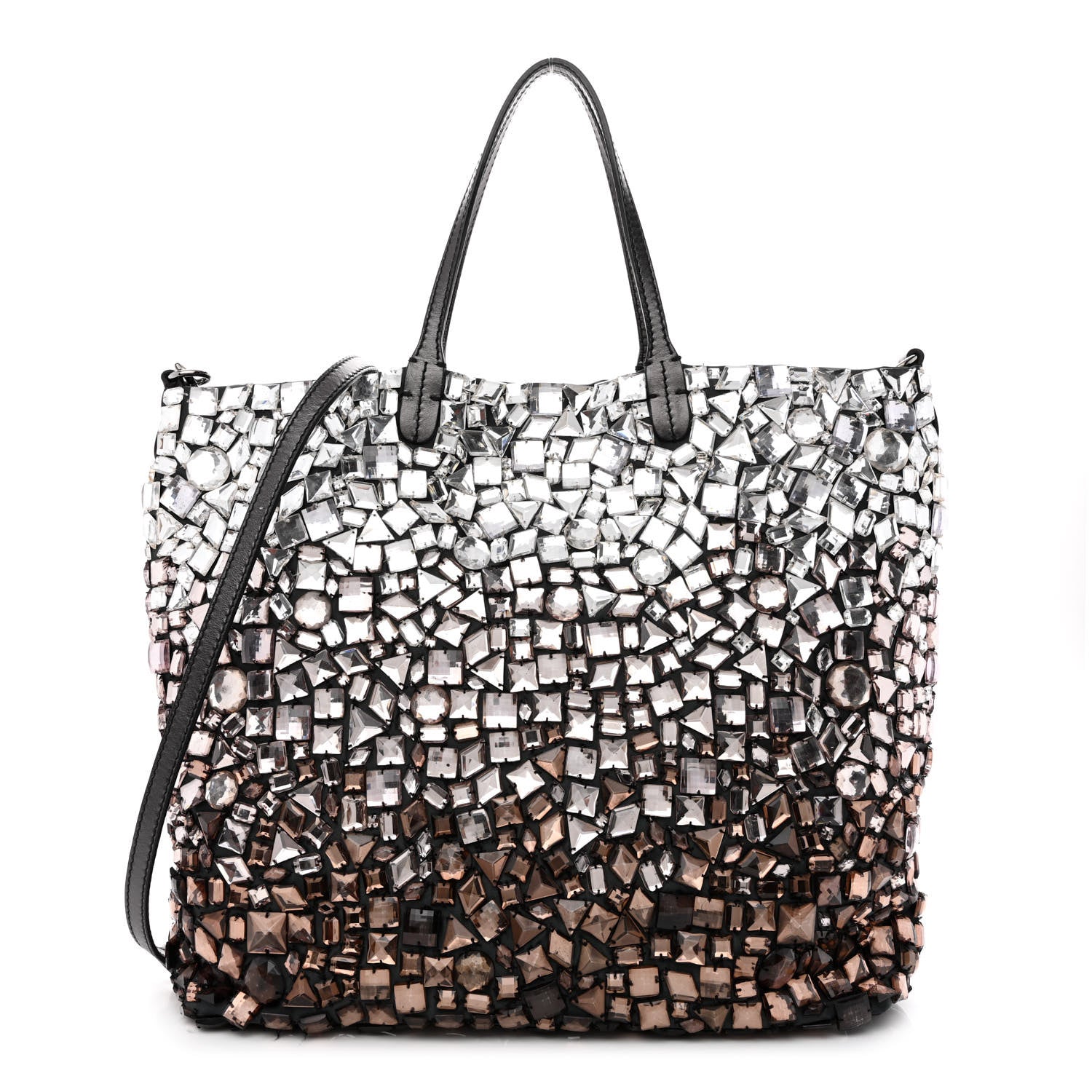 Valentino Garavani Vitello Crystal Ombre Tote Black 1 of 14