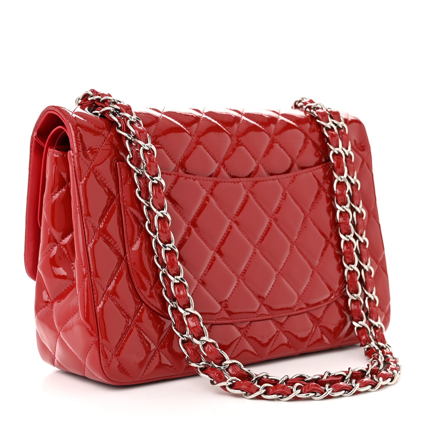 Patent Quilted Jumbo Double Flap Red