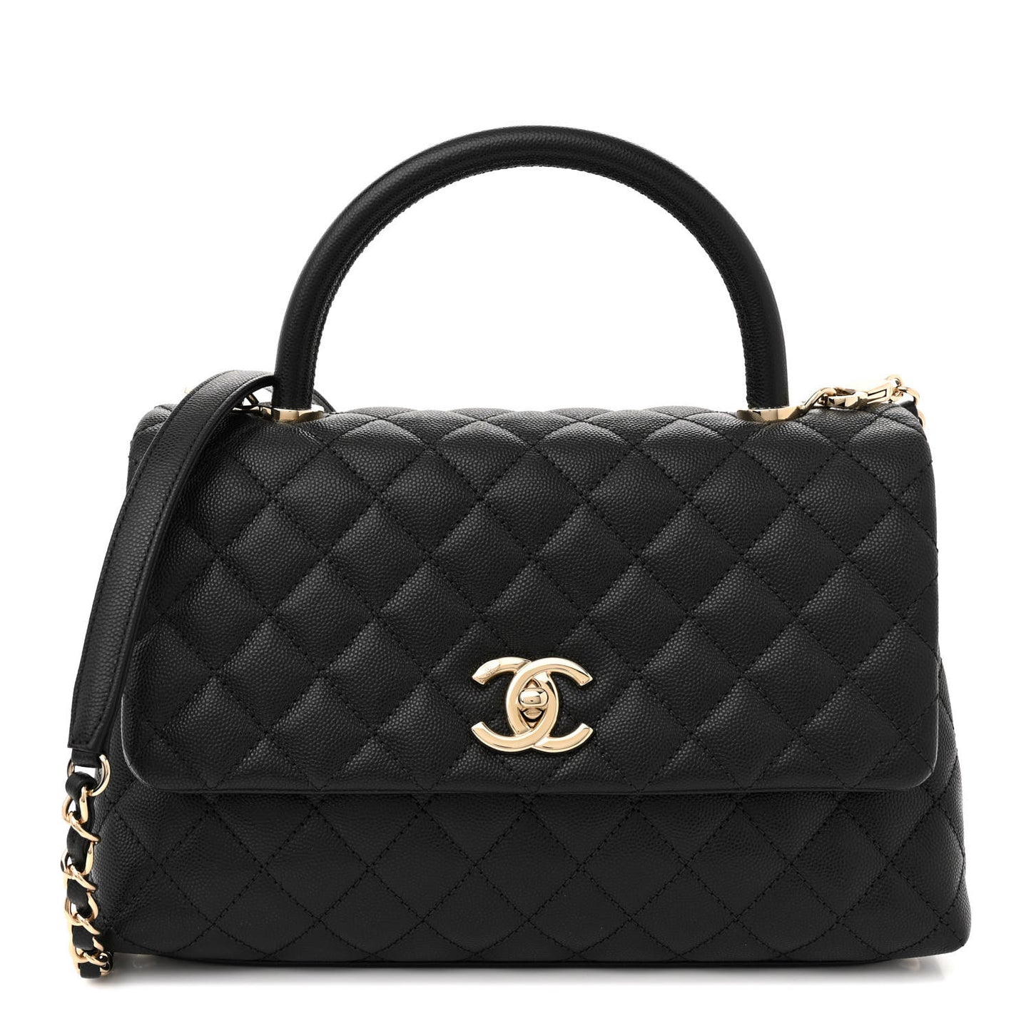 Caviar Quilted Small Coco Handle Flap Black