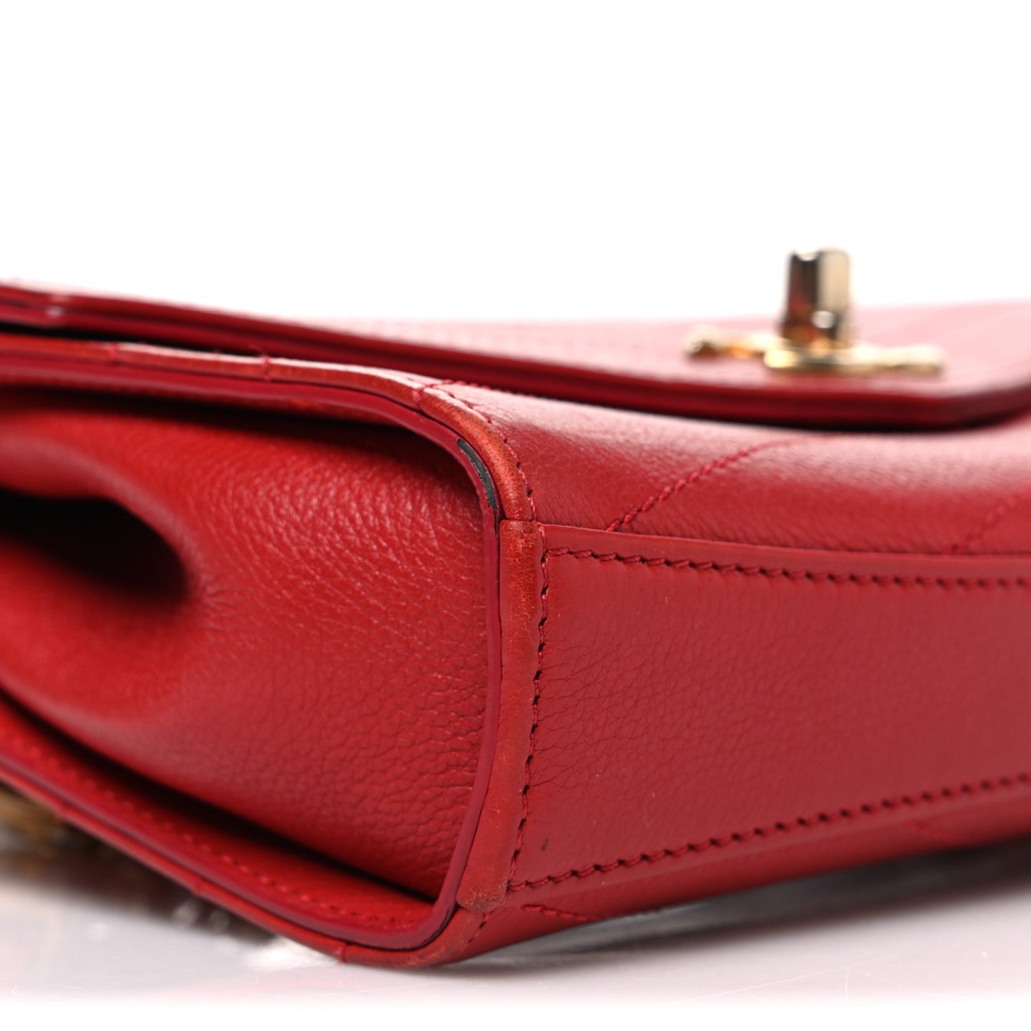 Calfskin Chevron Stitched Coco Waist Bag Red