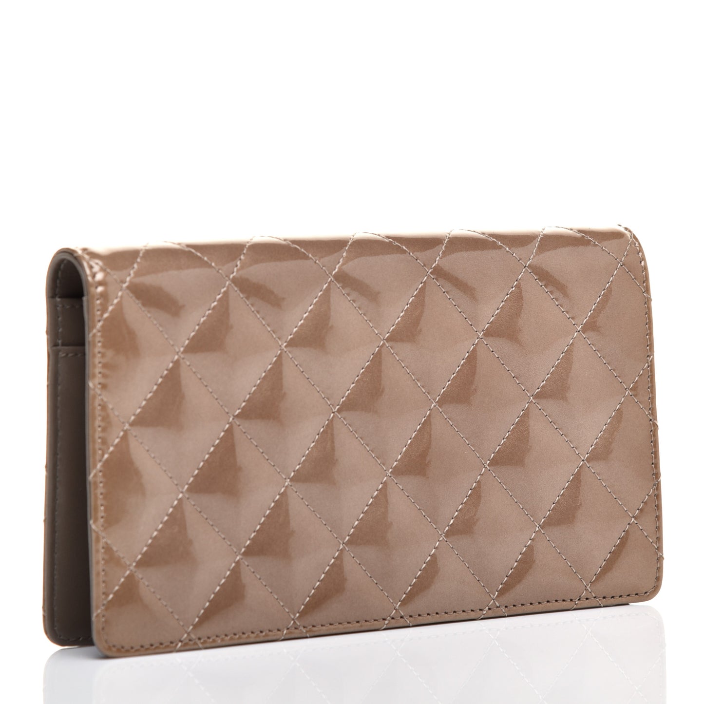 Patent Quilted Brilliant Yen Wallet Khaki