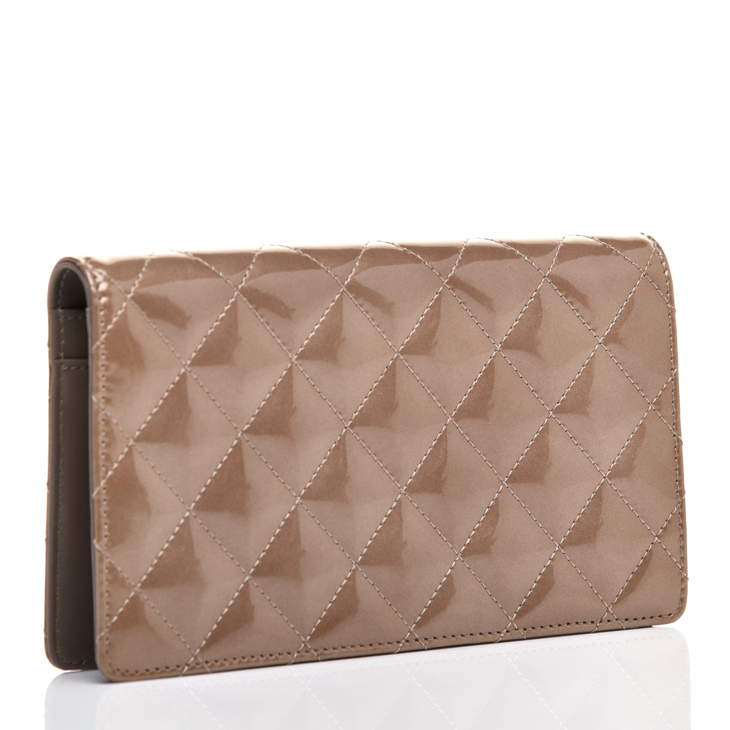 Chanel Patent Quilted Brilliant Yen Wallet Khaki 3 of 7