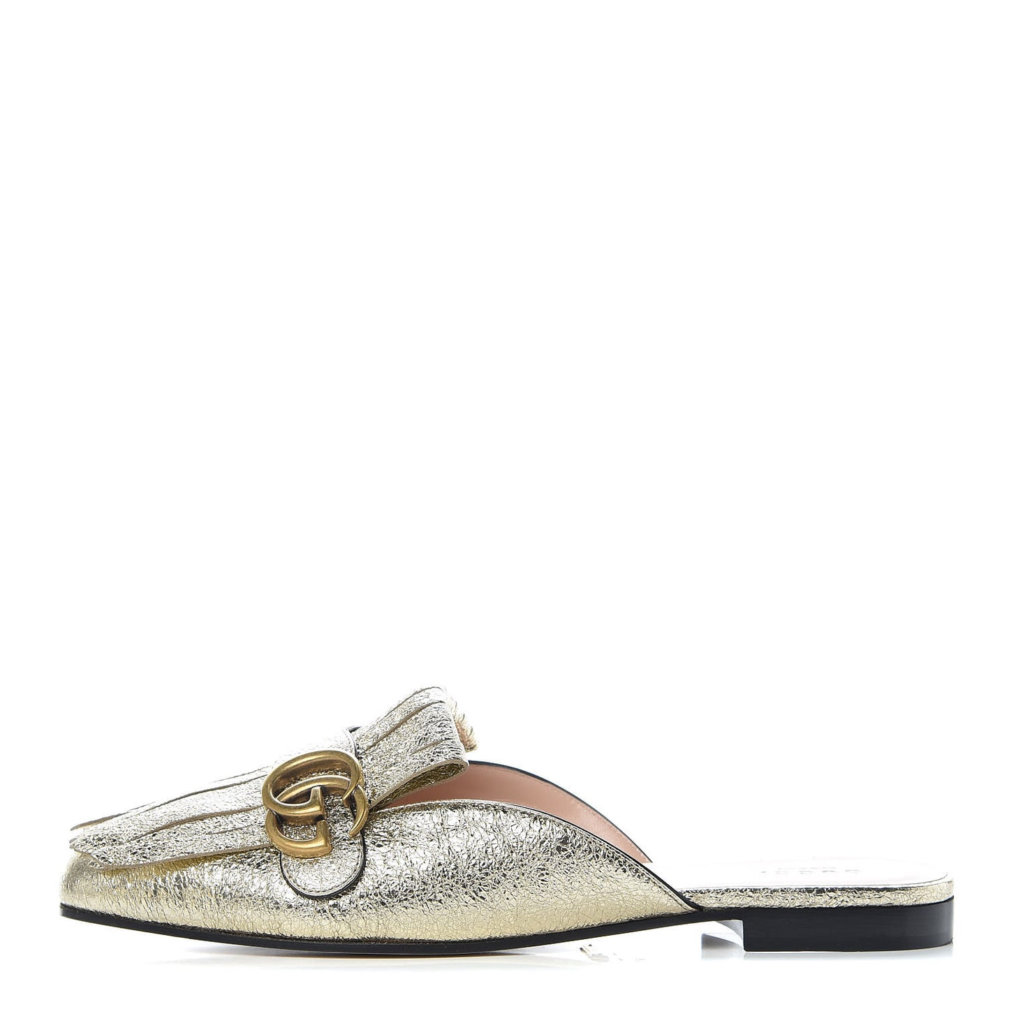 Galassia Womens GG Marmont Fringe Slippers 40 Platino