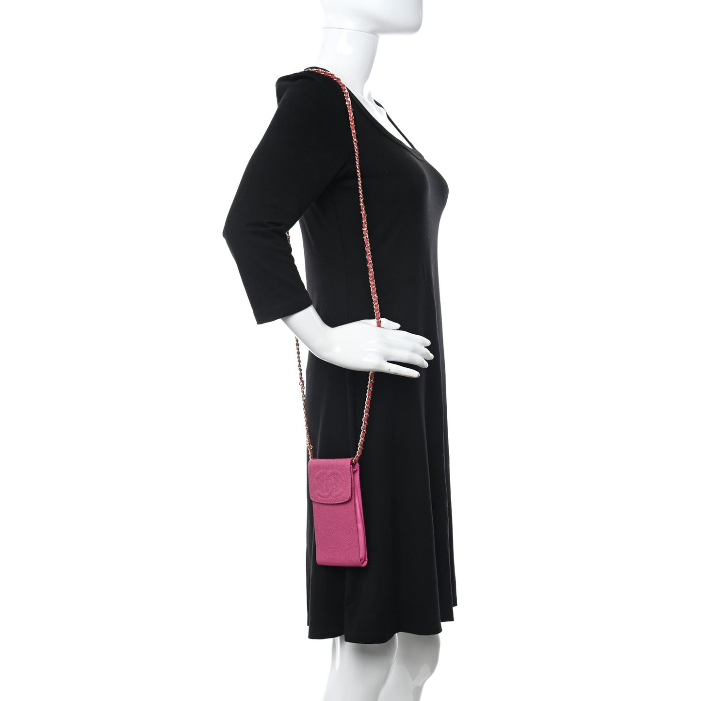 Caviar CC Phone Holder Crossbody Pink