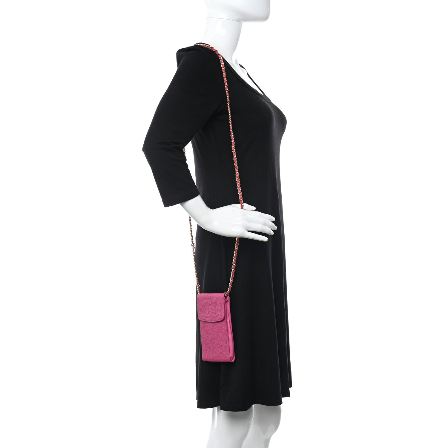 Chanel Caviar CC Phone Holder Crossbody Pink 3 of 11