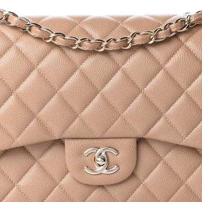 Chanel Caviar Quilted Jumbo Double Flap Beige 10 of 11
