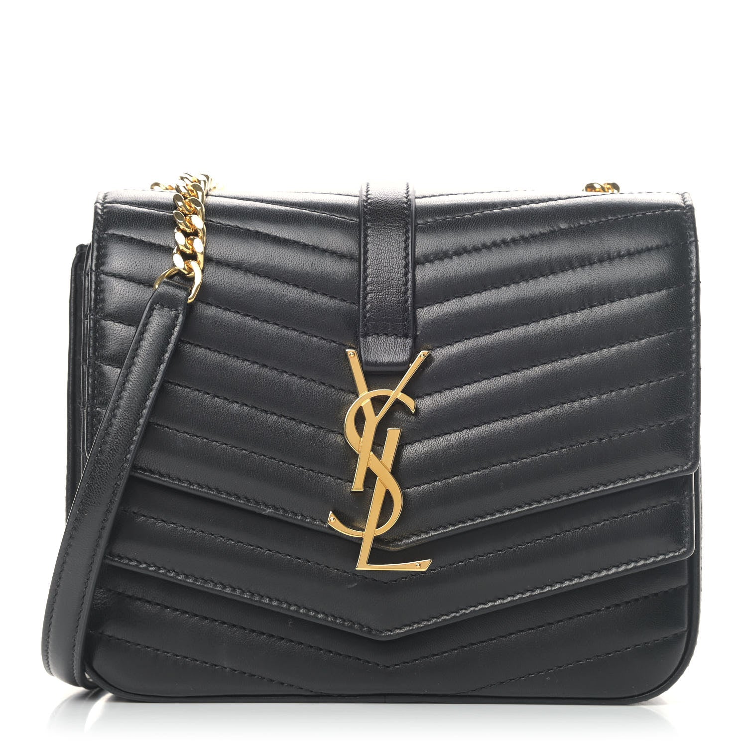 Saint Laurent Lambskin Matelasse Chevron Monogram Small Sulpice Bag Black 1 of 7