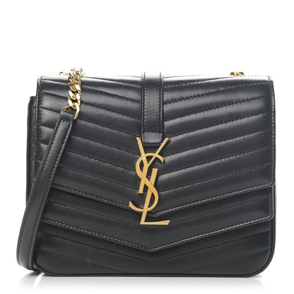 Saint Laurent Lambskin Matelasse Chevron Monogram Small Sulpice Bag Black 1 of 7