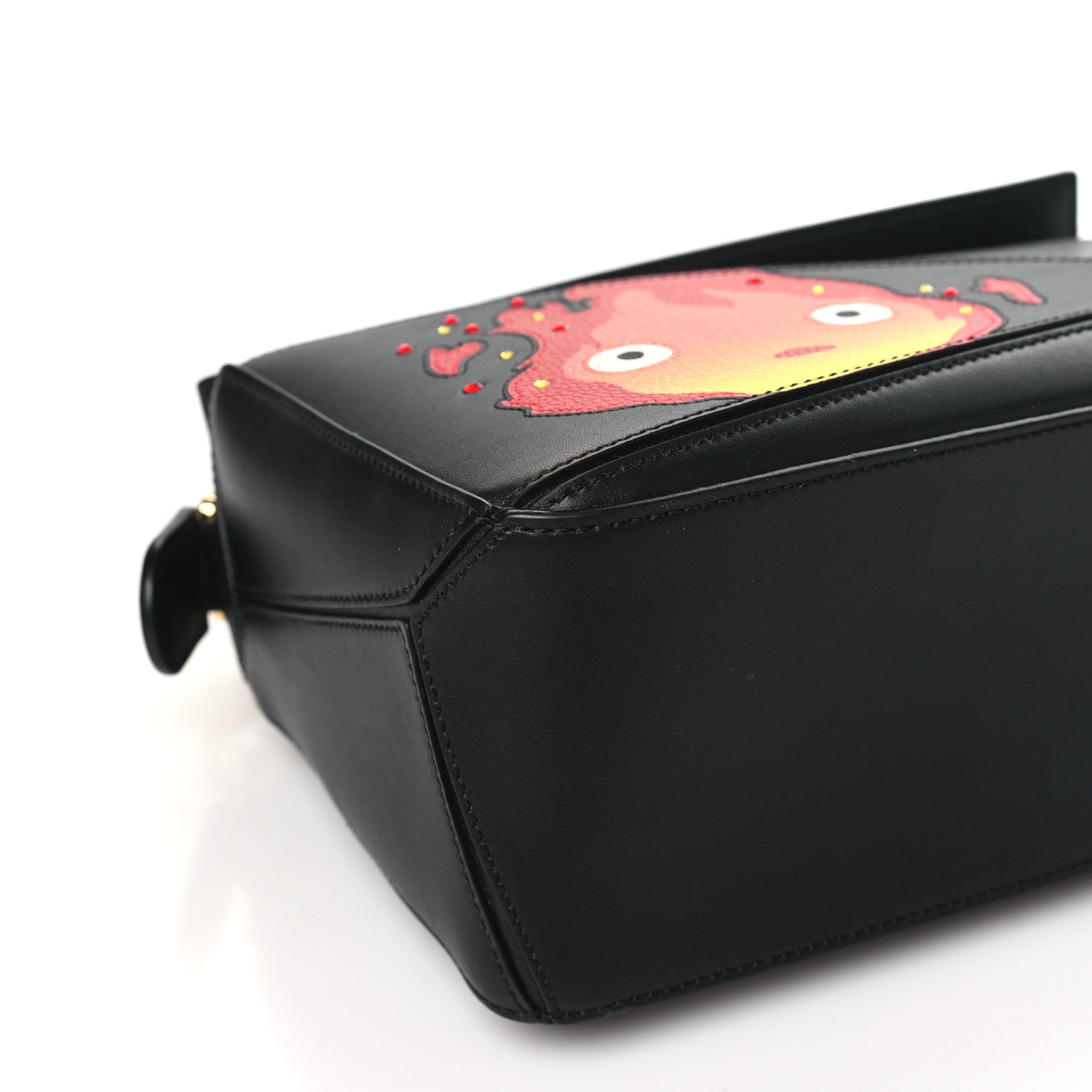 Loewe X HOWLS MOVING CASTLE Satin Calfskin Crystal Small Calcifer Puzzle Black 8 of 9