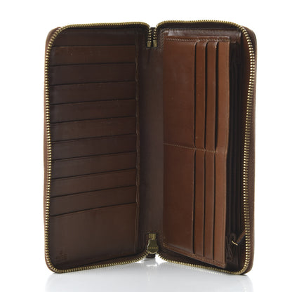 Gucci GG Supreme Monogram Cuoio Toscano Zip Around Organizer Wallet Beige Ebony Cuir 5 of 9