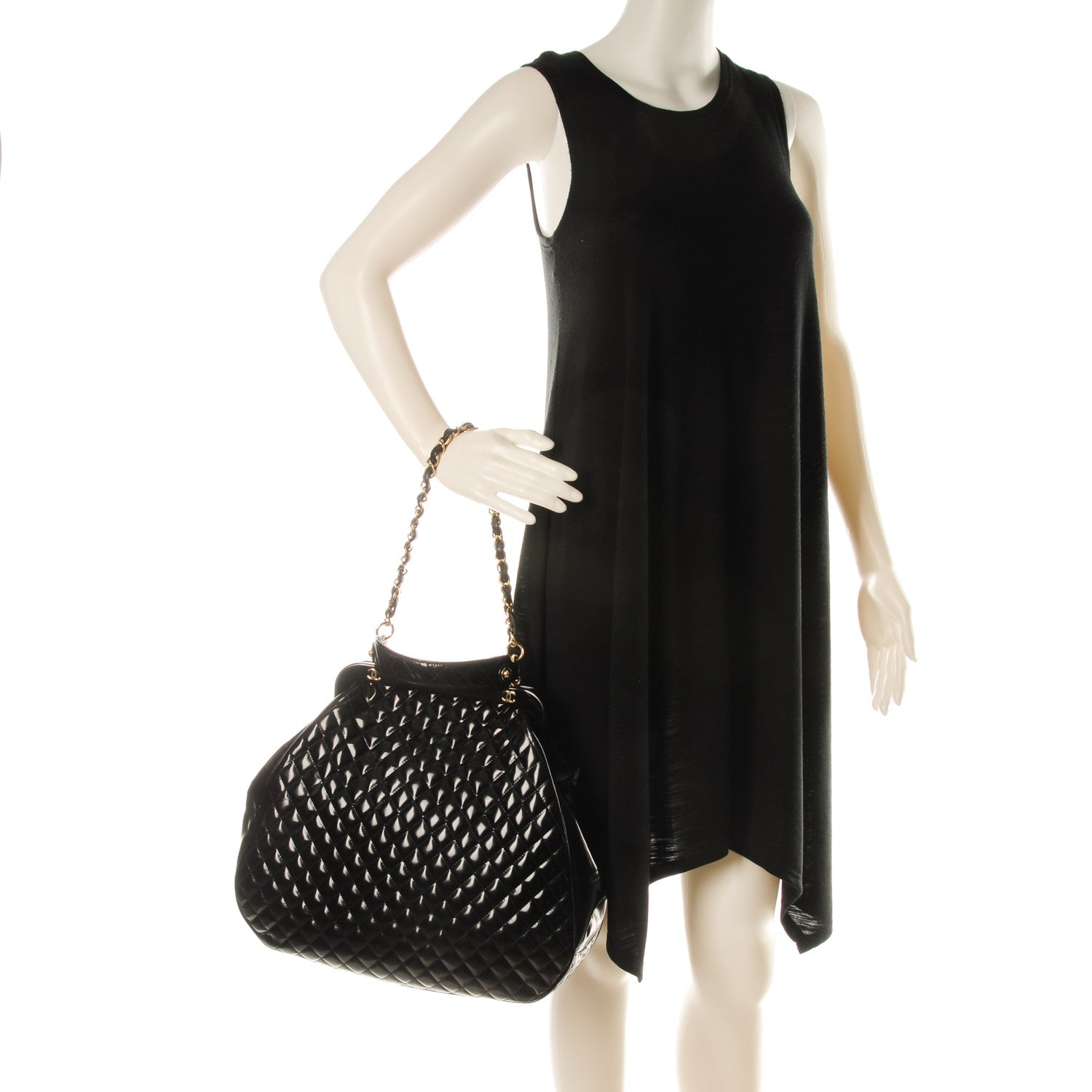 Chanel Glazed Calfskin Quilted Mademoiselle Large Frame Bag Black 2 of 9