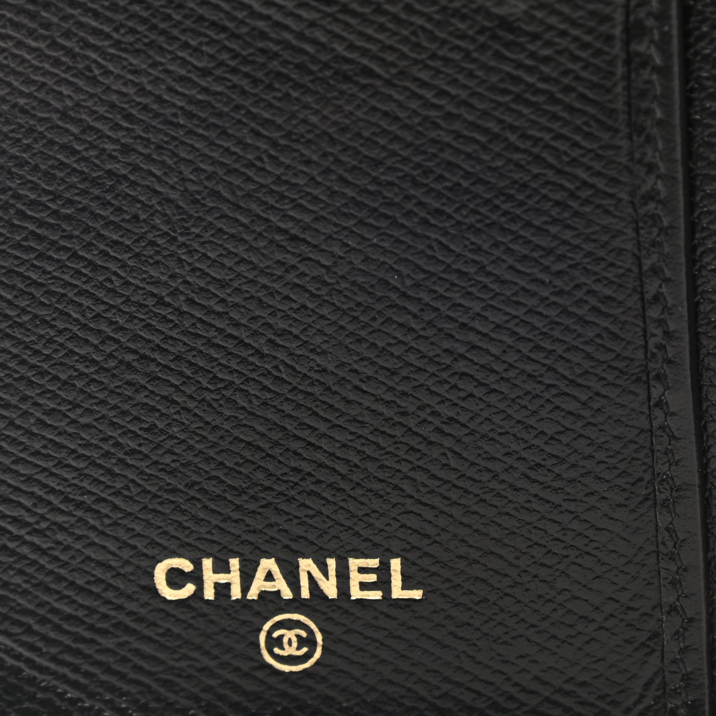 Grained Calfskin CC Button Yen Wallet Black