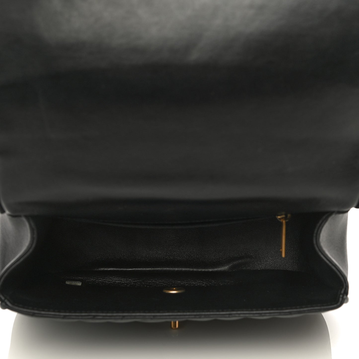 Lambskin Reverse Chevron Quilted Round Top Handle Flap Black