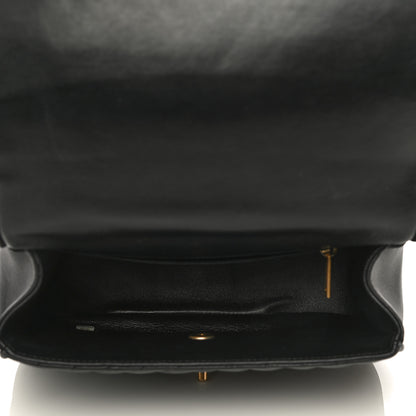 Chanel Lambskin Reverse Chevron Quilted Round Top Handle Flap Black 5 of 18