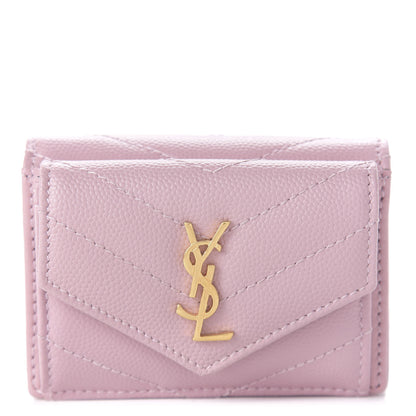 Saint Laurent Grain De Poudre Matelasse Chevron Monogram Tiny Wallet Tender Pink 1 of 10