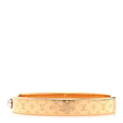 Louis Vuitton Brass Monogram Nanogram Cuff S Gold 1 of 6