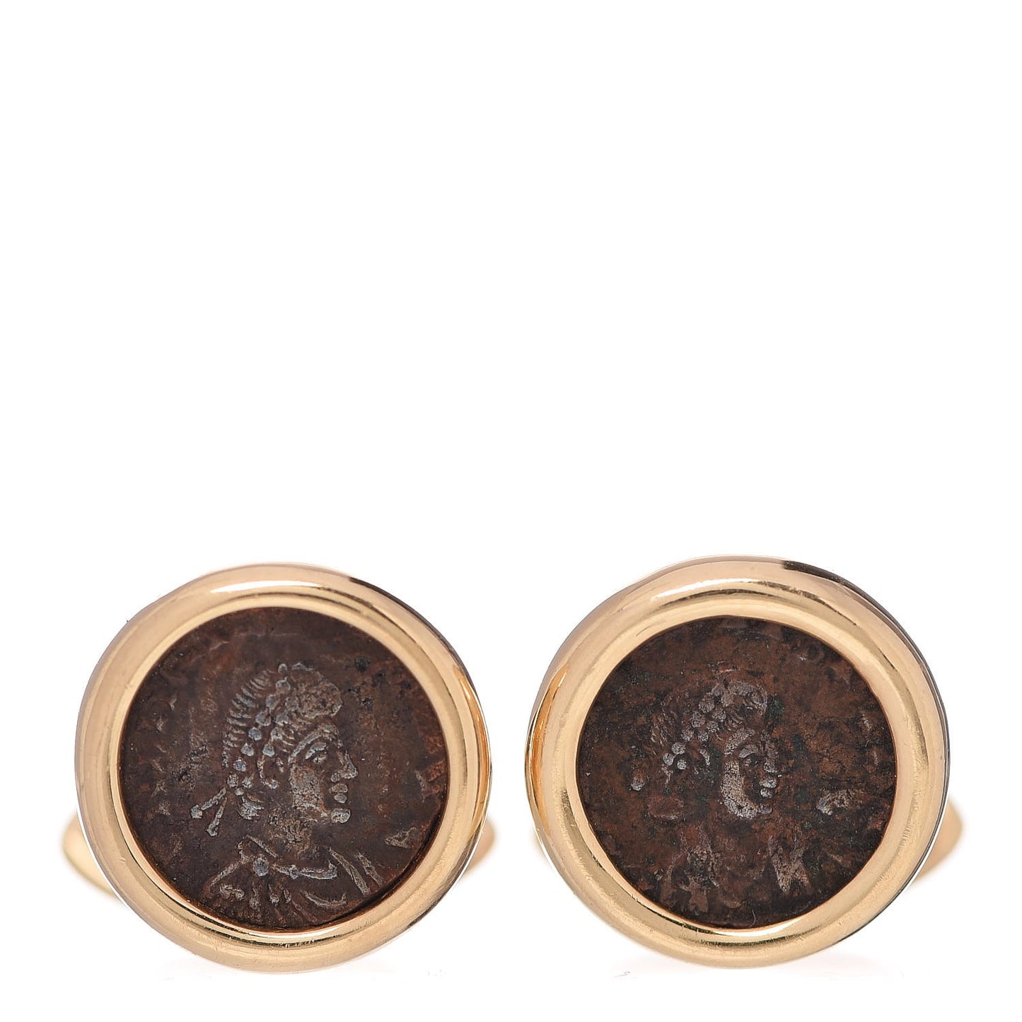 18K Yellow Gold Ancient Coin Cuff Links
