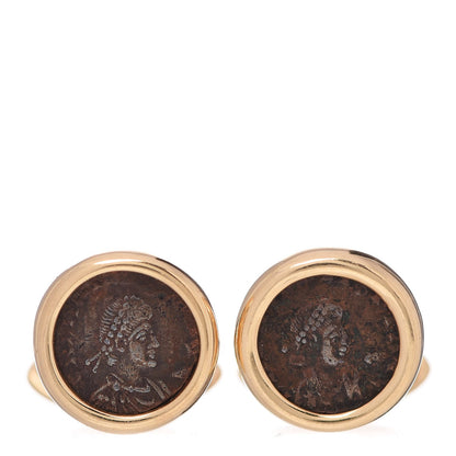 Bulgari 18K Yellow Gold Ancient Coin Cuff Links 1 of 8