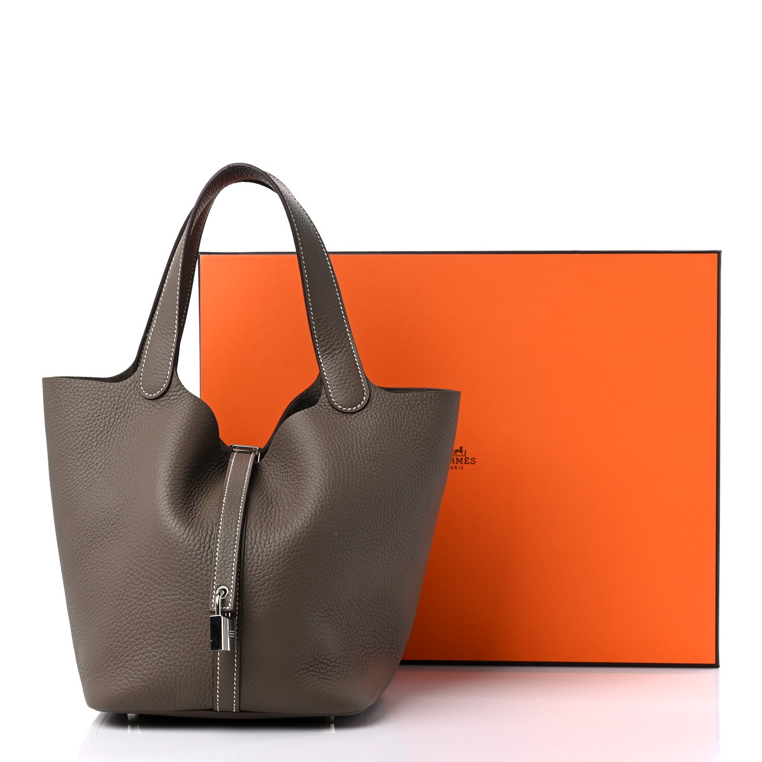 Hermes Taurillon Clemence Picotin Lock 22 MM Etoupe 10 of 10