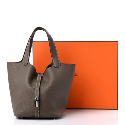 Hermes Taurillon Clemence Picotin Lock 22 MM Etoupe 10 of 10