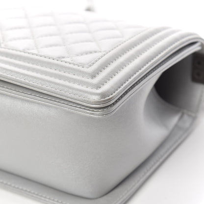 Chanel Metallic Calfskin Quilted Medium Boy Flap Silver 13 of 16